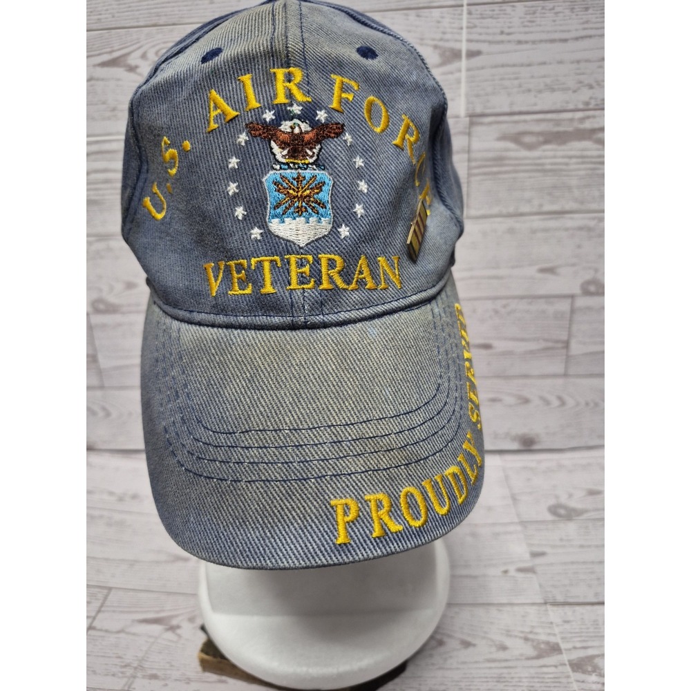 us air force veteran Proudly Served Baseball cap Distressed Fade Adjustable